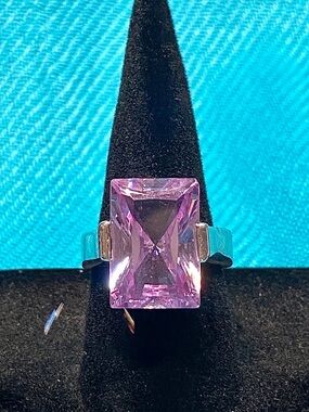 Pink/Purple Crystal Statement Ring, sz 7